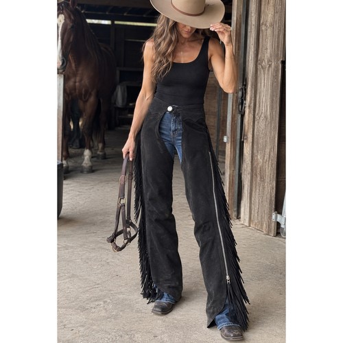 Genuine suede fringe chaps - fringe,